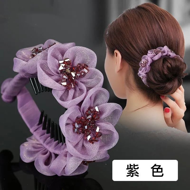 丸子头盘发器韩版时尚头花发夹女后脑勺头饰马尾造型器懒人神器女e款