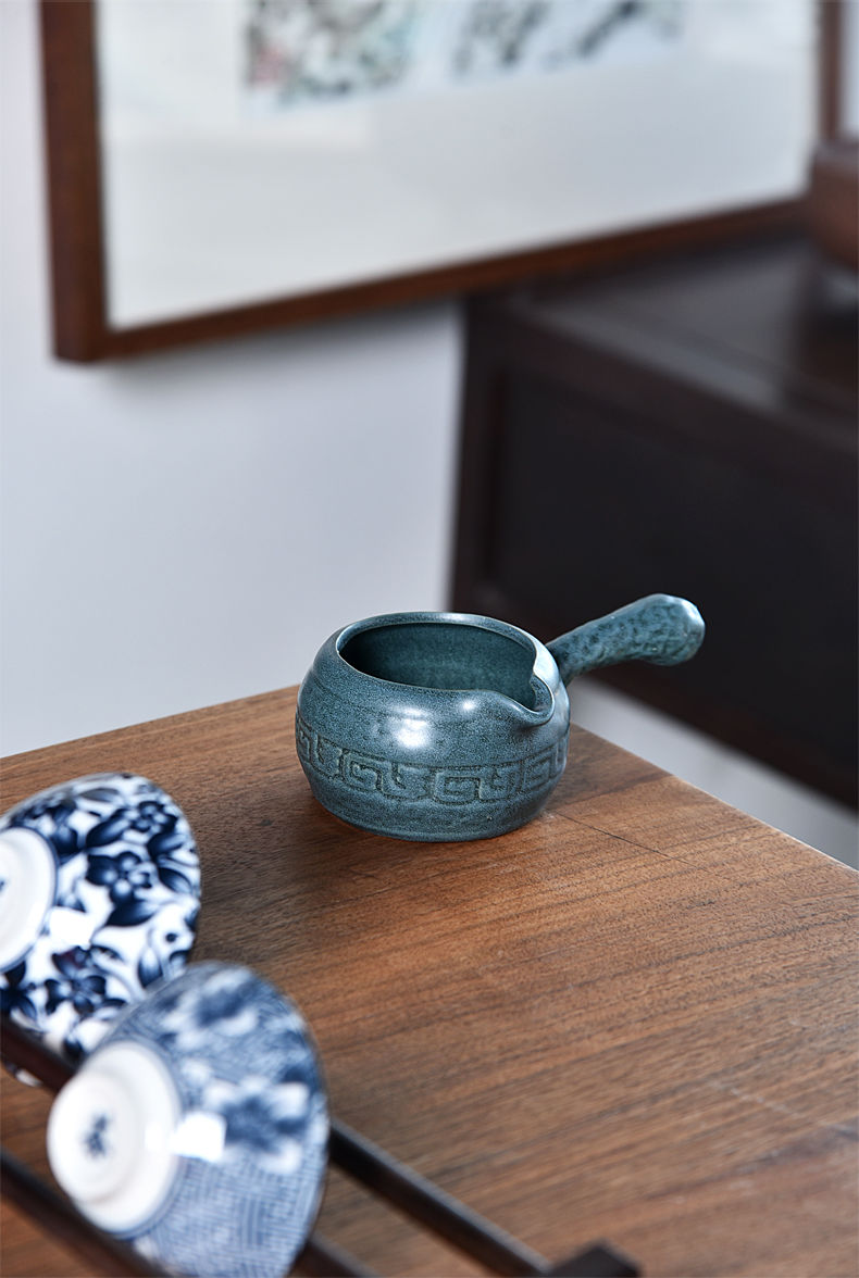 日式耐温公道杯档陶瓷茶漏一体套装茶具配件茶海茶水分离定窑梅子青