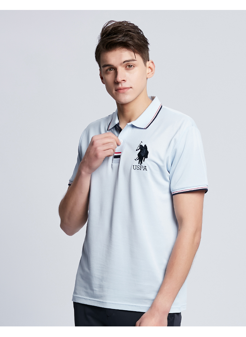uspoloassn夏季新款男士polo衫时尚休闲刺绣翻领简约商务短袖衫