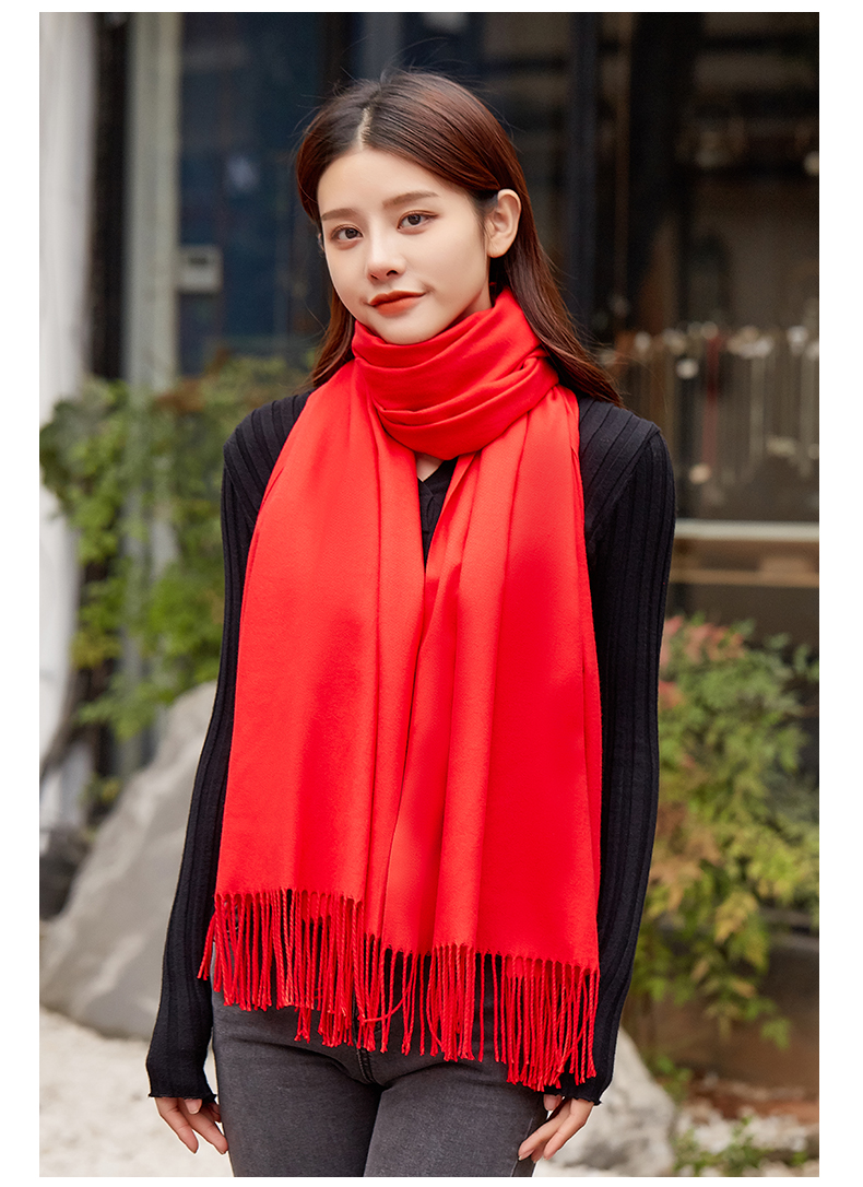 咫尚年会红围巾定制logo聚会开业披肩中国红大红色围脖订做刺绣印字