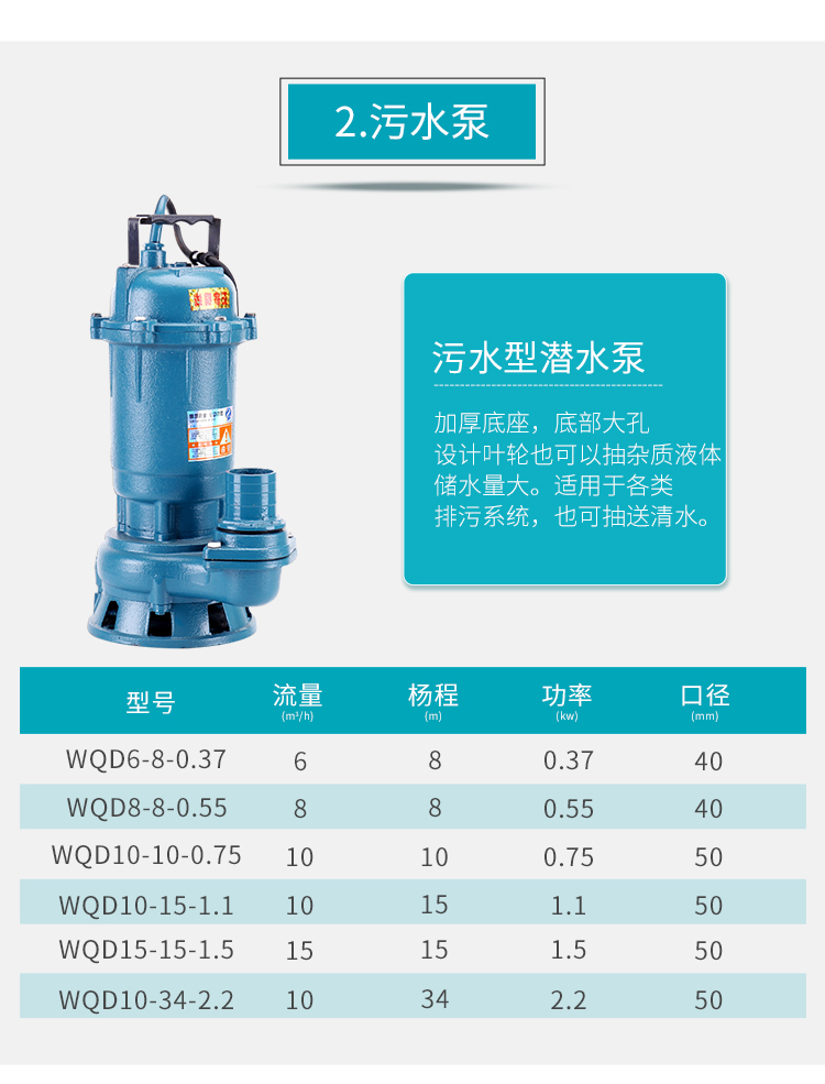 定做 潛水泵家用220v汙水泵1/2/3寸4化糞池抽糞抽水泵小型抽水機高