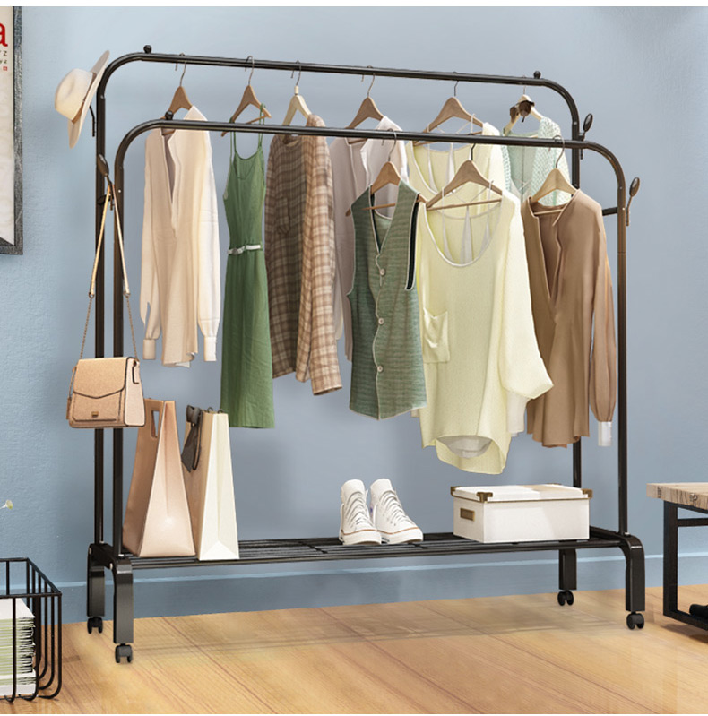 双杆式晾衣架落地卧室内衣帽架家用简易挂衣架凉衣服折叠晒衣架子 120