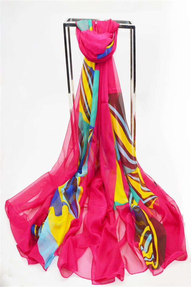 上海仿真丝巾纱巾长款围巾丝绸女士披肩防晒沙滩巾春夏季印花超大25色