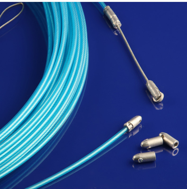 伯爵电工穿线器带滚轮头钢丝包胶塑料钢电线网线穿管器线引线器