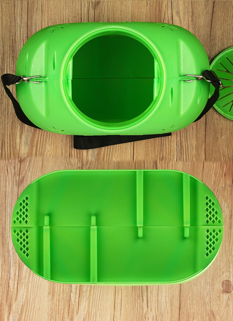 12升漏水款蓝色鱼篓子塑料漏水手提背带户外装鱼黄鳝泥鳅钓鱼渔具背篓