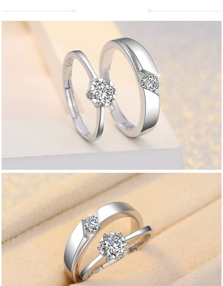 姬咪(jimi)时尚戒指561020162484 s925纯银情侣戒指一