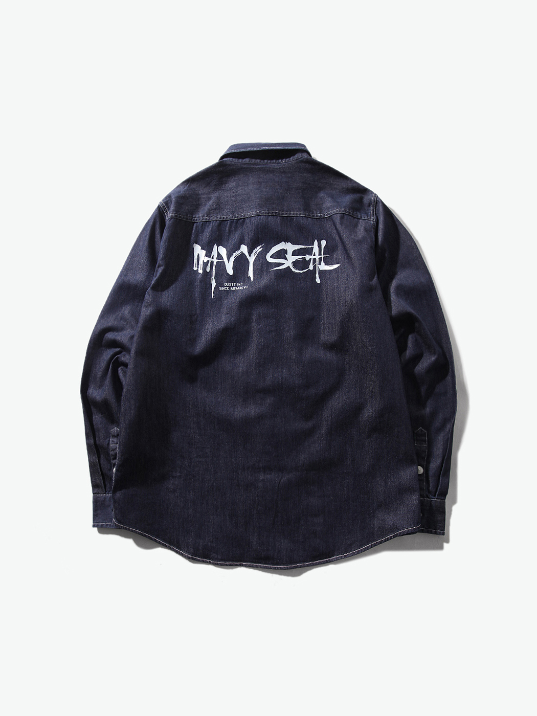 dusty反战系列字母印花长袖牛仔衬衫