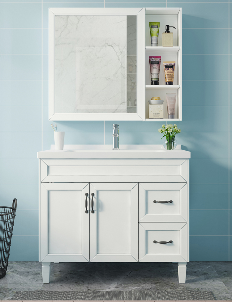 联勒(uniler )实木浴室柜套装挂墙式组合 现代简约款 卫浴柜洗漱台