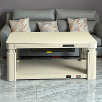 火焰山茶几电暖炉升降烤火茶几取暖器升降长方形电暖桌取暖茶几电动升降电烤火炉客厅