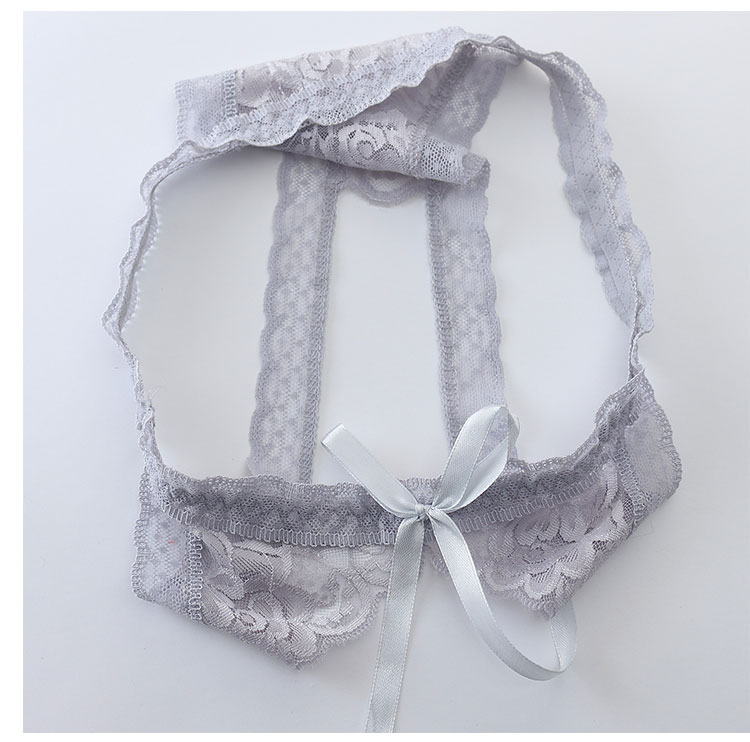 软蕾丝内裤女开裆裤头性感低腰免脱开洞裤头细带透明镂空t裤丁字 卓