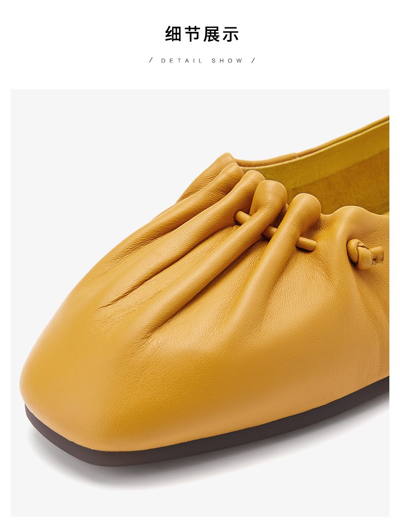 belle百丽单鞋2019秋新商场同款羊皮革平底女休闲鞋u1s1dcq9