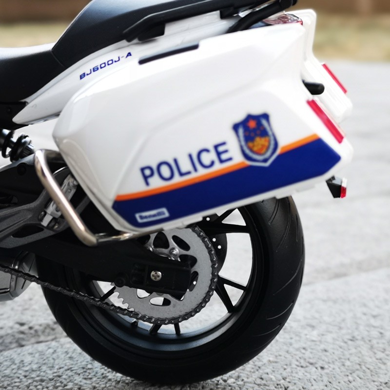 lcd原厂110贝纳利警车bjg00ja巡航版摩托车模型钱江摩托车警车模型声
