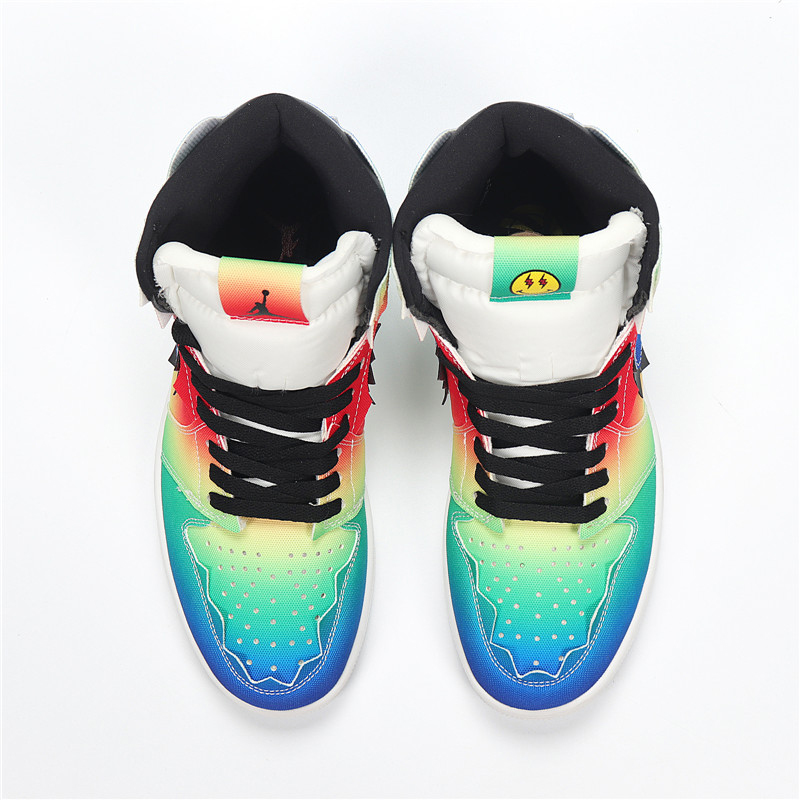 jordan1aj1笑脸彩虹扎染高帮男子运动休闲篮球板鞋跑步鞋dc1786125