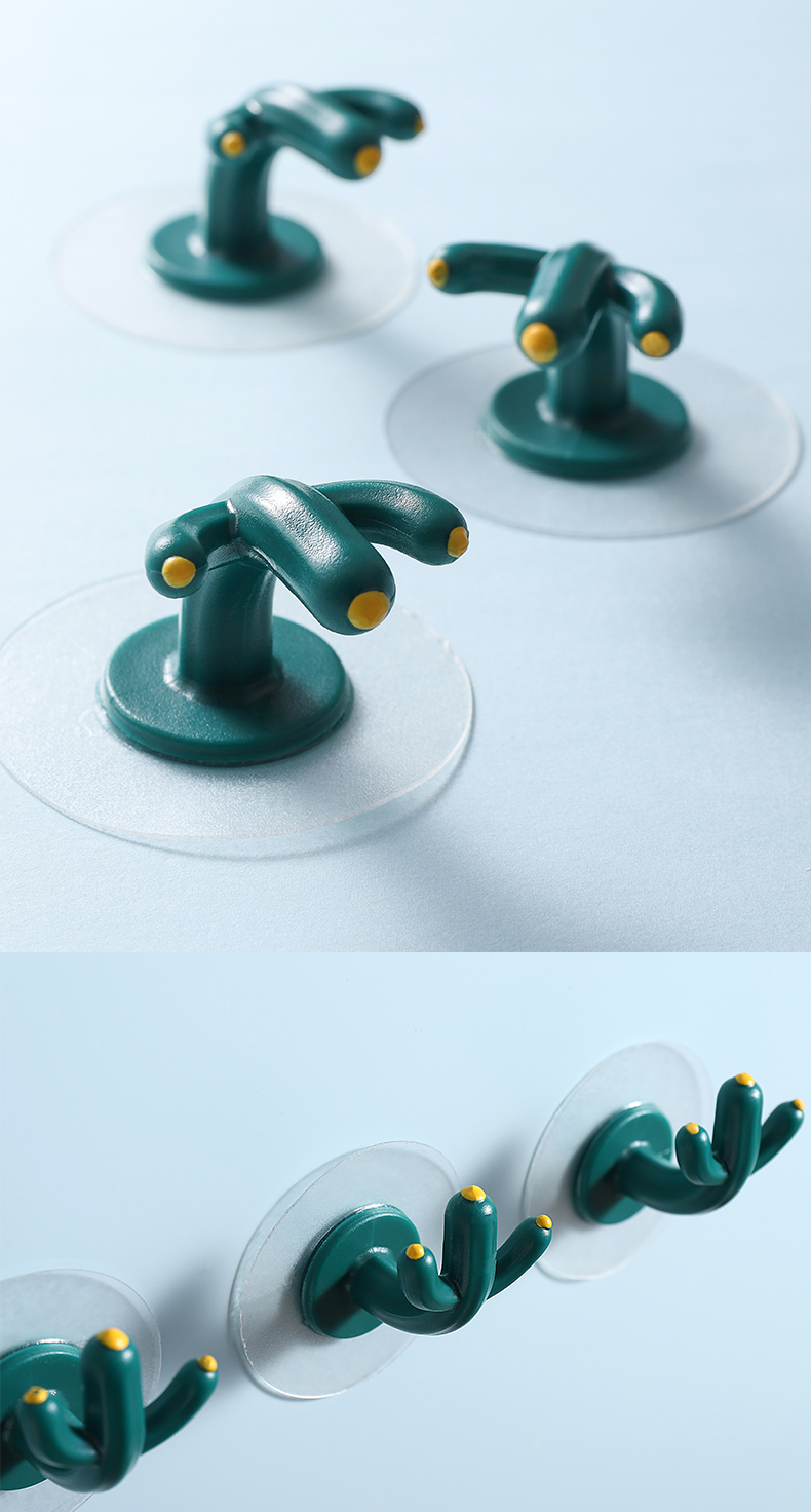 仙人掌挂钩壁挂强力无痕门后粘胶挂勾免打孔创意可爱墙壁装饰粘钩jing