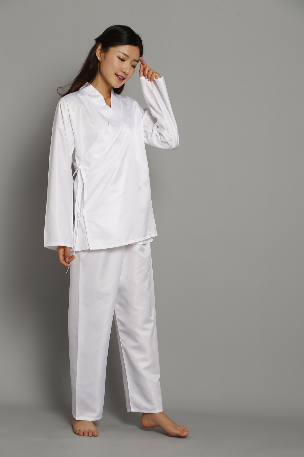 古装汉服中衣打底裤白色内衣寝衣睡衣男女襦裙贡缎套装里衣