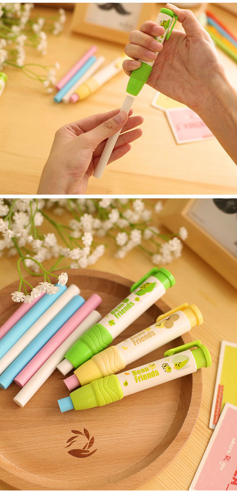 【按动橡皮擦】韩国可爱文具按压式笔型便携式创意个性4b橡皮擦