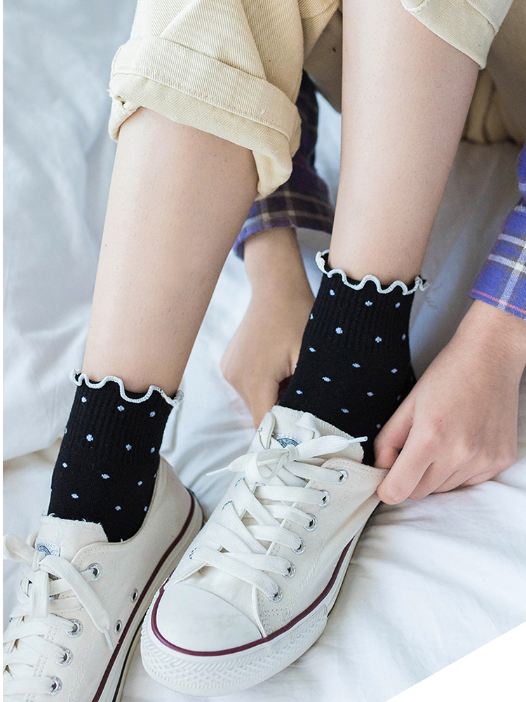 花边袜子女中筒日系可爱木耳边学生中长款卷边韩国ins潮秋冬 卓思哲