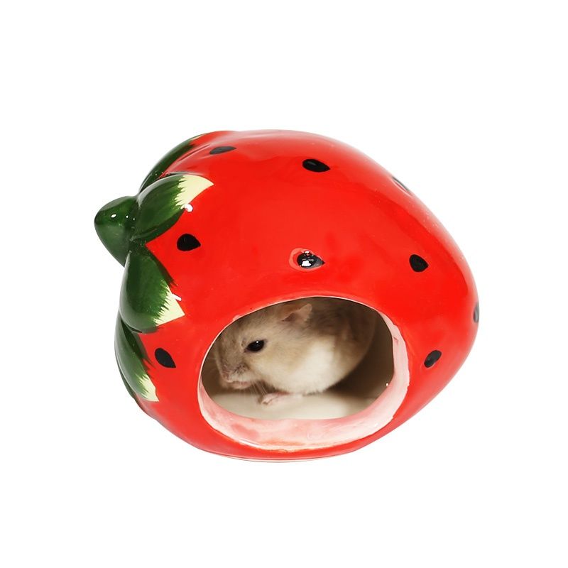 《防翻陶瓷食盆黄色 仓鼠陶瓷窝仓鼠窝陶瓷窝用品金丝熊睡窝小房子