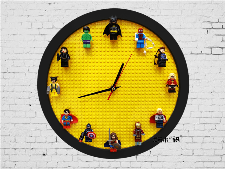 凌速(lnsu)积木积木底板圆形挂钟 原创兼容乐高英雄人仔12寸挂钟墙面