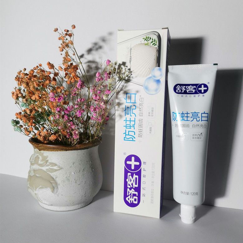 舒克牙膏防蛀舒敏亮白青竹晶盐维c超实惠4款多种功效适男女通用防蛀亮