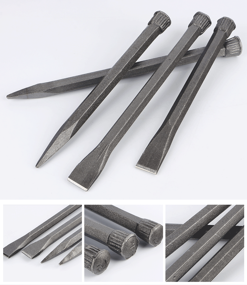 jing ping凿子扁凿凿铁手工具扁头尖头水泥凿刀錾子石工钢凿扁头凿