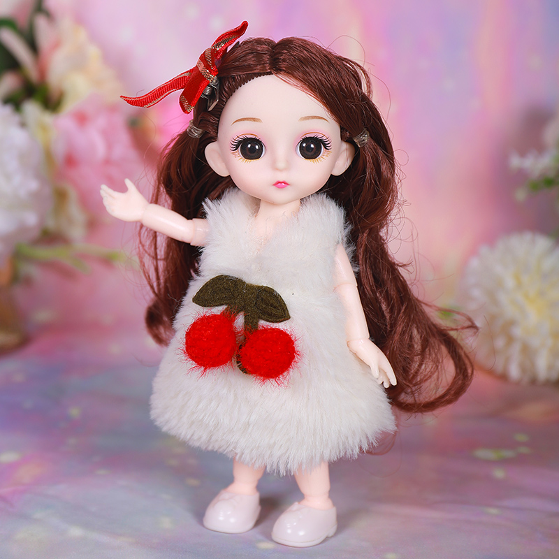 菲妮朵儿芭比娃娃 16厘米粉色婚纱公主女孩生日礼物玩具单个