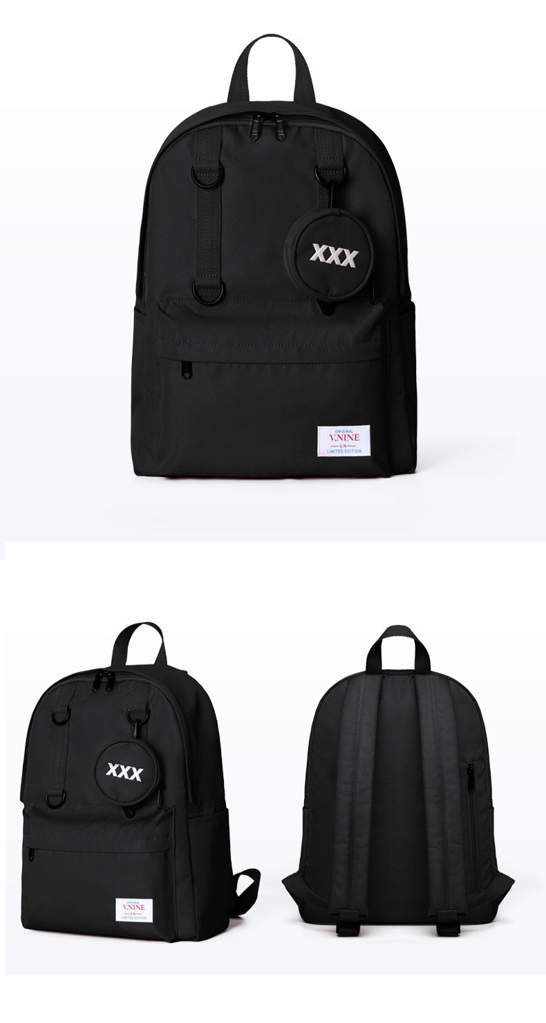 第九城vnine双肩包男女大容量电脑包韩版潮流学院风大中学生背包红色