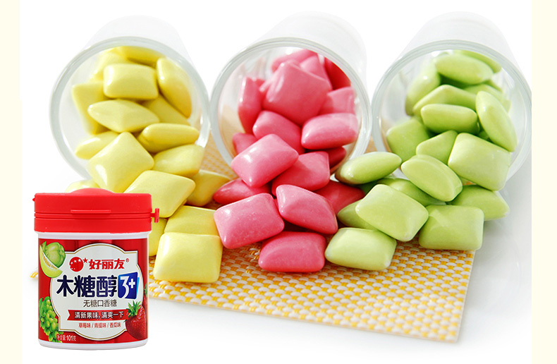 橘生口香糖 好丽友木糖醇口香糖大瓶装桶装玫瑰 味茉莉花味组合装 萌