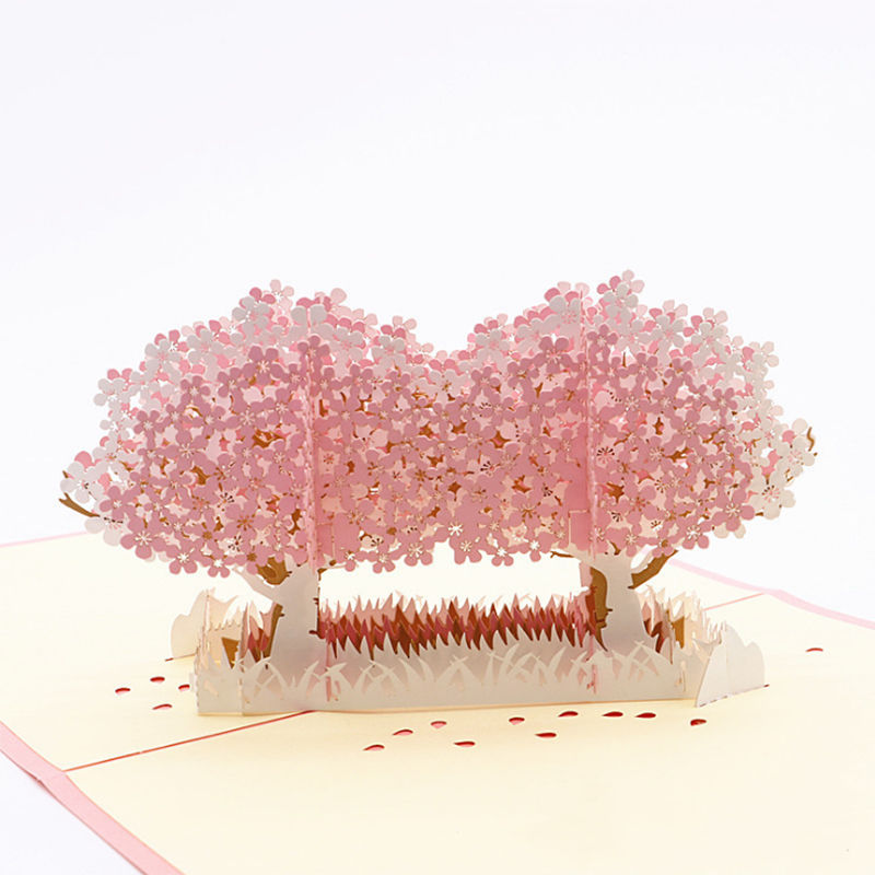 爱情主题系列3d立体樱花树卡片创意惊喜礼物感谢祝福贺卡带信封爱心a