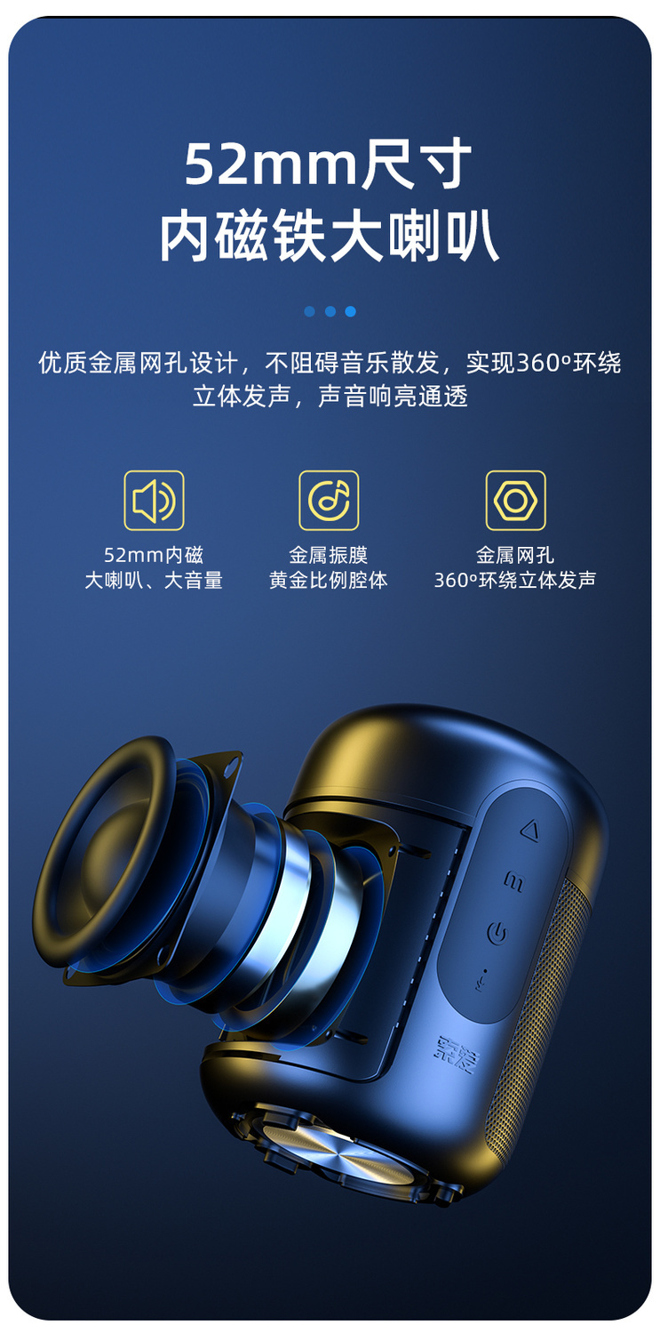 索爱e30蓝牙音响大音量低音炮家用户外迷你小音箱插卡音乐播放器炫酷