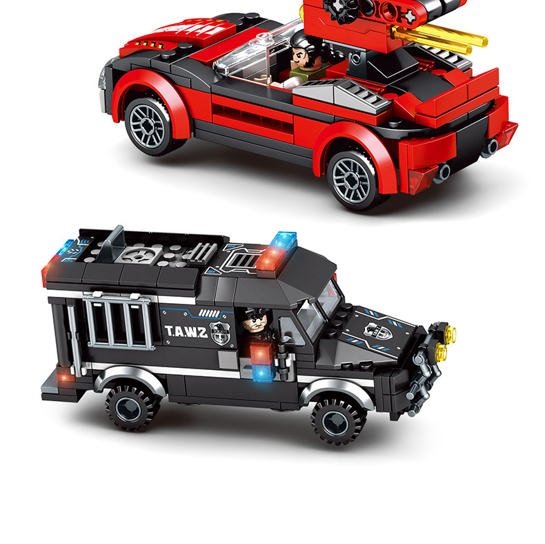 森宝102437特警劫囚车黑鹰特战队军事创意拼装积木玩具