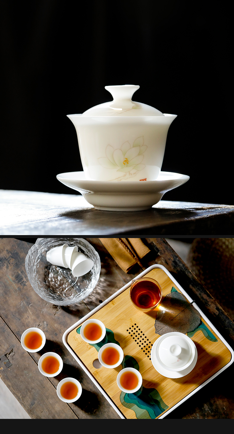 盖碗茶杯泡茶碗功夫茶具小号纳丽雅家用铁观音茶碗白瓷三才碗套装