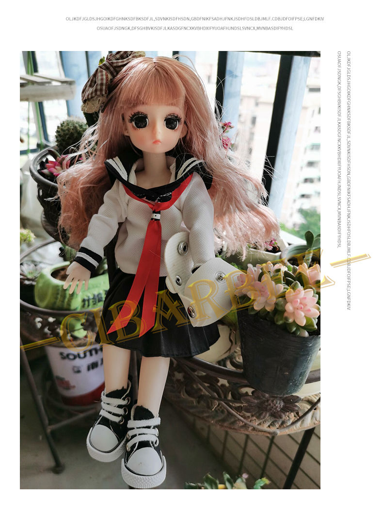 6分巨婴素体关节28cm娃娃衣服玩具娃娃学生服套装校服学院风服饰白