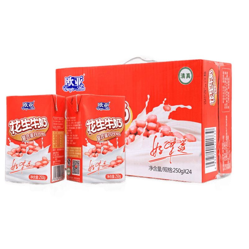 欧亚全脂花生牛奶250g24盒箱早餐整箱乳制品