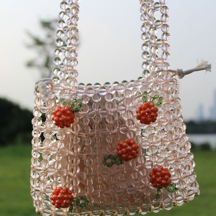 超仙橘子汽水串珠包材料包diy手工穿珠自己制作水晶透明手提包包手工