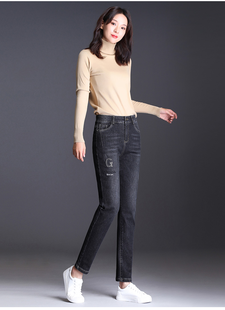 老爹裤女宽松休闲女士软牛仔高腰显瘦直筒2019新款秋装韩版哈伦裤