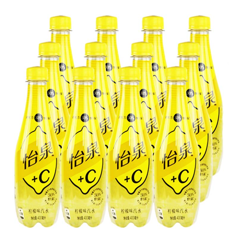 新货怡泉  c维生素c 柠檬汽水饮料400ml*12瓶