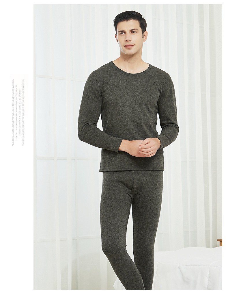 恒源祥男士保暖内衣加绒加厚保暖套装冬季秋衣秋裤圆领男式打底大红