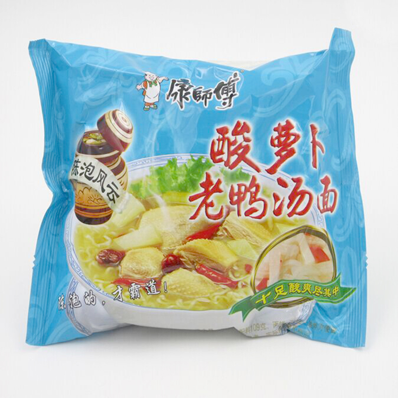 康师傅酸萝卜老鸭汤面107g方便面速食美味泡面24袋整箱