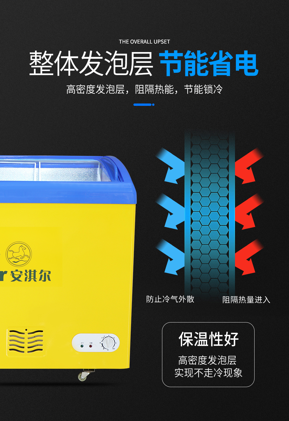 超市冰柜卧式岛柜冷柜冰箱 冷冻柜雪糕柜保鲜柜节能省电棒冰柜安淇尔