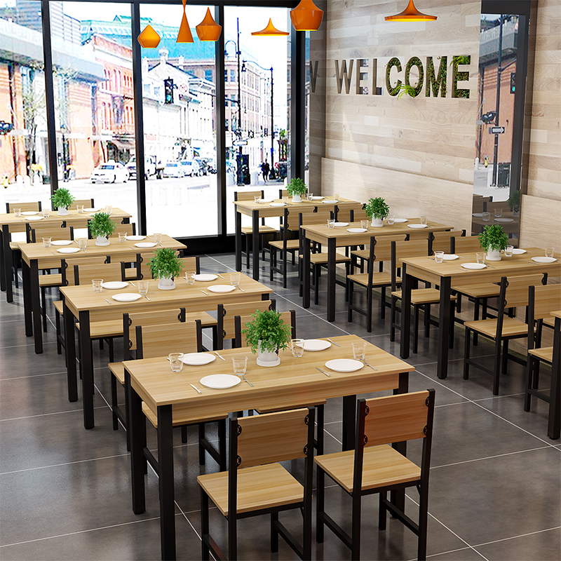 逸家伴侣快餐桌椅组合现代简约4人6人食堂餐馆饭馆小吃店餐桌定制