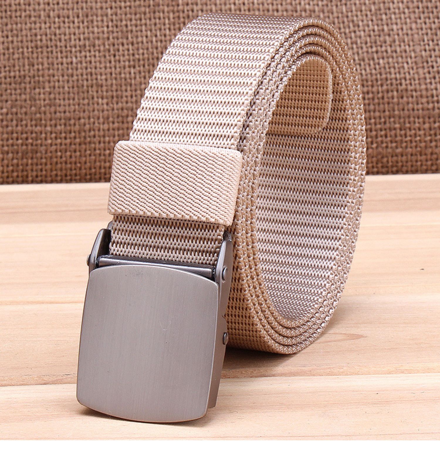 new lake男女自动扣平滑扣尼龙帆布细腰带战术户外裤带学生军训皮带窄