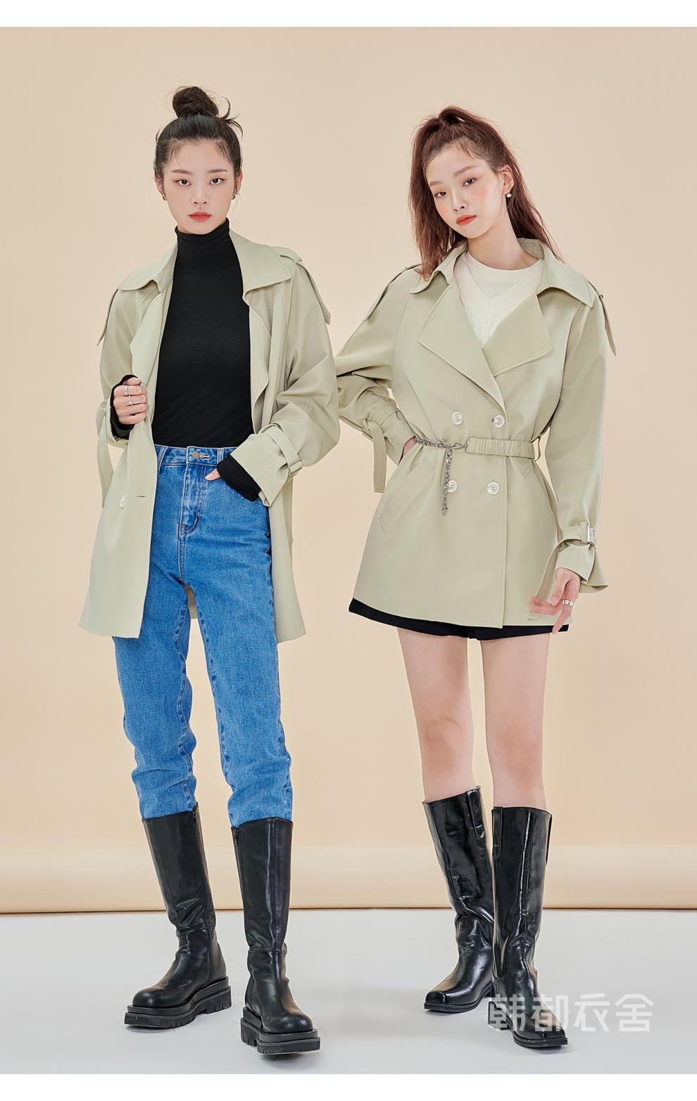 韩都衣舍风衣女小个子2021春装新款女装韩版休闲百搭外套om82365