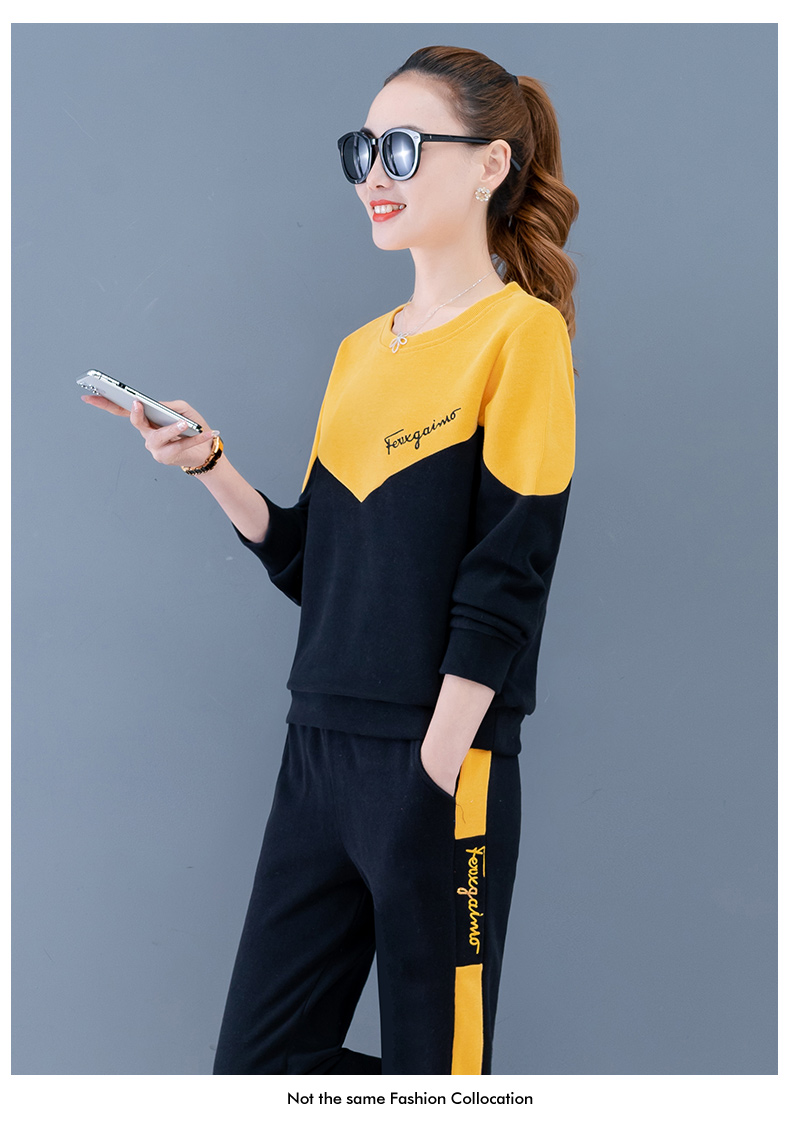 欧乐鑫时尚运动套装女春秋2021年新款宽松韩版春季学生卫衣休闲两件套