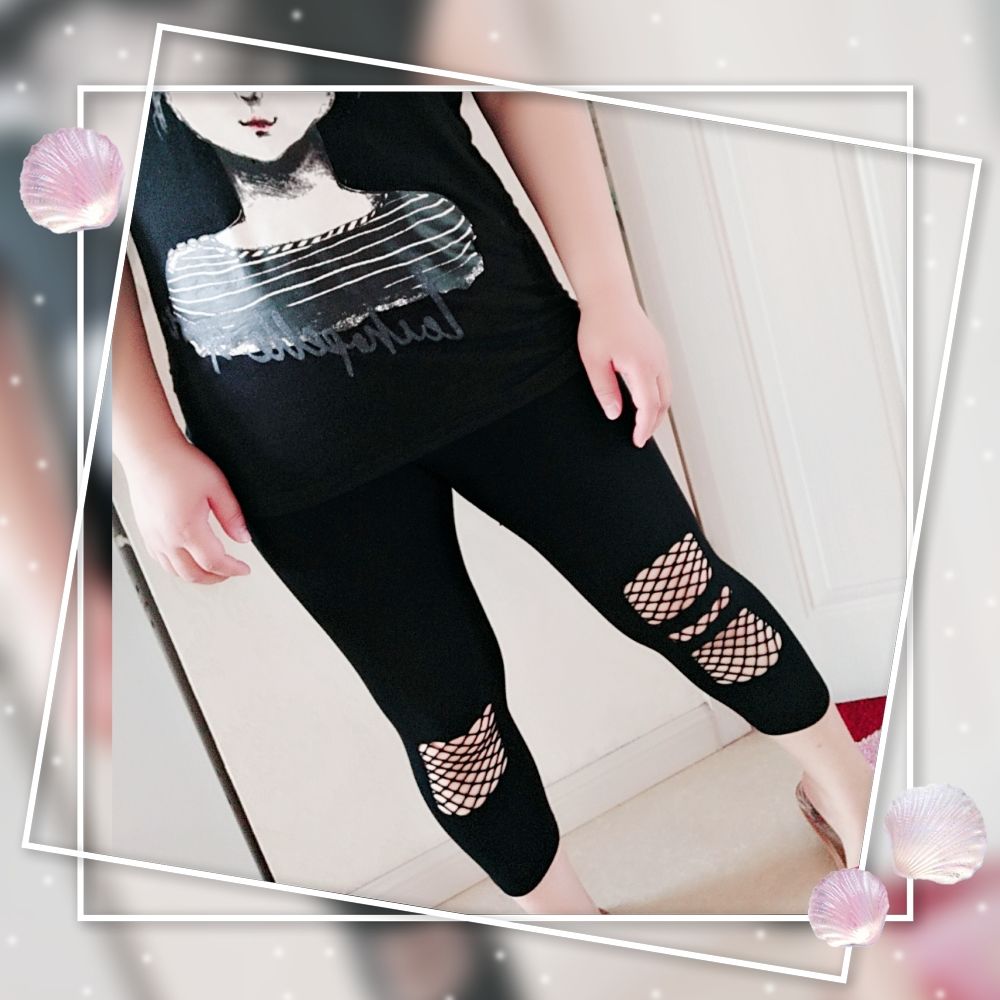 2019新品夏季破洞鱼网裤200斤胖mm打底七分裤高腰大