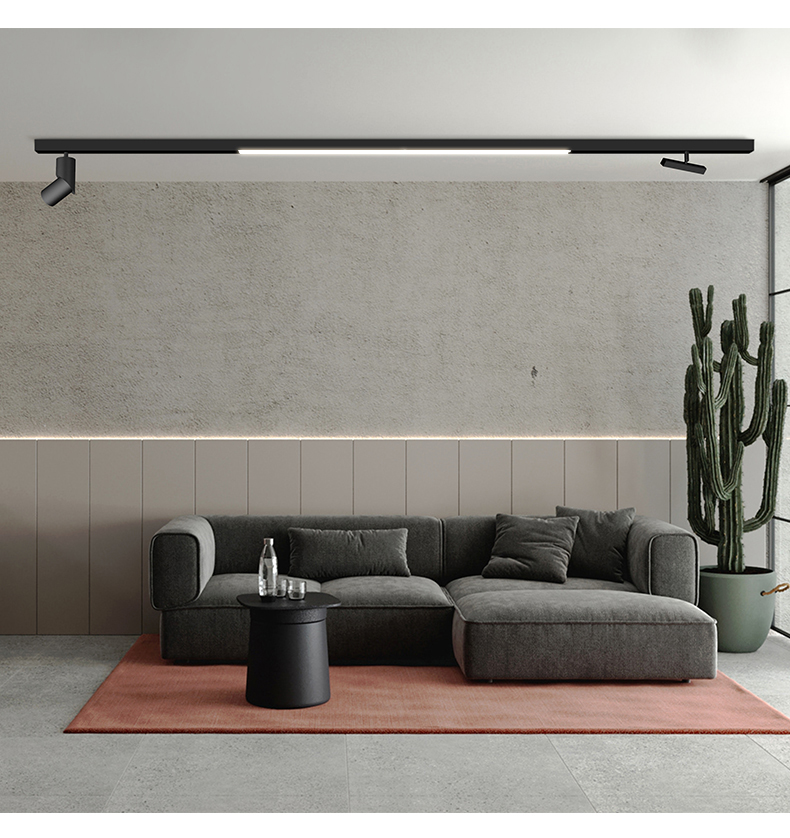 磁吸轨道灯明装吊顶导轨嵌入式酒店客厅服装店商用线条无主灯射灯