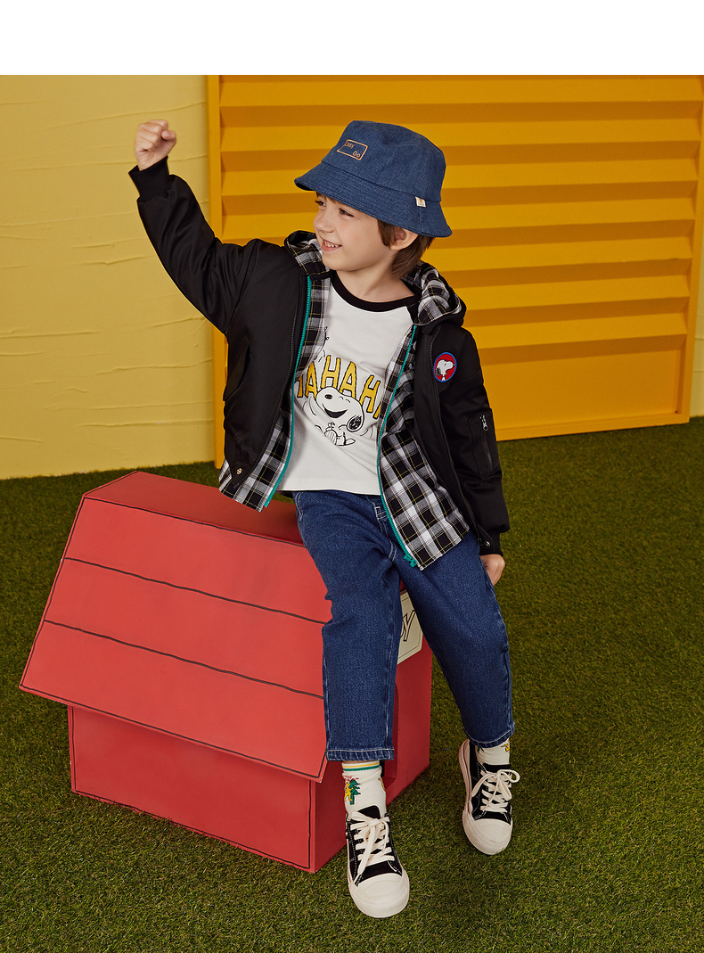 gxgkids童装男童夹克外套20秋季新款中大童连帽印花【价格 图片 品牌