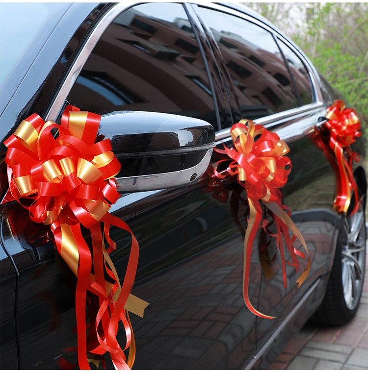 婚车拉花丝带装饰结婚接亲车彩带楼梯扶手雪纱拉花蝴蝶结婚庆用品