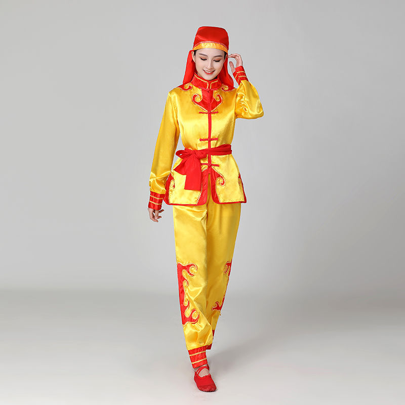 打鼓服演出服装腰鼓服装舞龙服装舞狮衣服武术表演威风锣鼓龙灯服红色