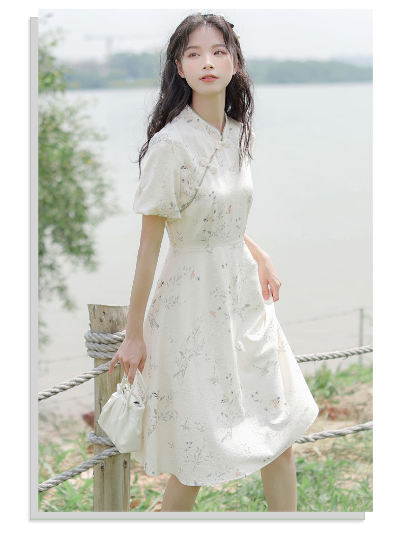 筱姿连衣裙 筱姿2022年夏季新款改良旗袍小众百搭连衣裙休闲宽松显瘦